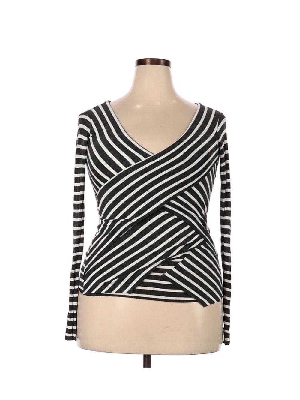 Bailey 44 Black & White Striped Wrap Long Sleeve Top